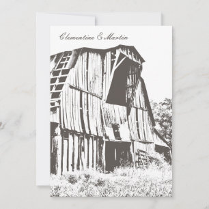 Convite Rustic Barn Casamento - Brown Escuro