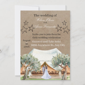 Convite Rustic Barn Wedding Invitation Template | Watercol