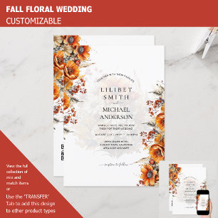 Convite Rustic Barn Wedding   Queda de Outono Queimado Lar