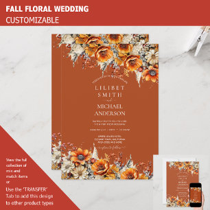 Convite Rustic Barn Wedding   Queda de Outono Queimado Lar