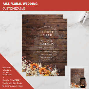 Convite Rustic Barn Wedding   Queda de Outono Queimado Lar