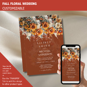 Convite Rustic Barn Wedding   Queda de Outono Queimado Lar