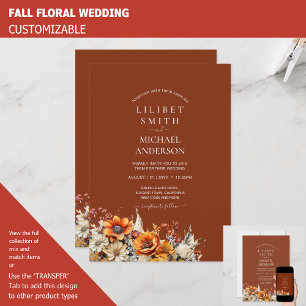 Convite Rustic Barn Wedding   Queda de Outono Queimado Lar