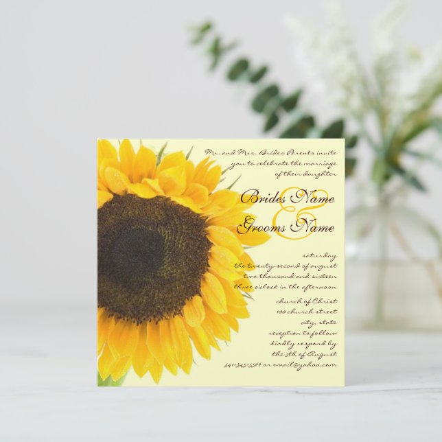 Convite Rustic Barn Wedding Sunflower (Em pé/Frente)