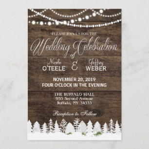 Convite Rustic Barn Wedding Wood Winter Christmas