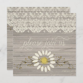 Convite Rustic Barn Wood Lace Posto Floral Casamento