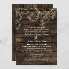 Convite Rustic Barnwood, casamento florescente