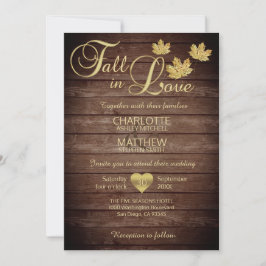 Convite Rustic Barnwood Country Cai Dourada NO Casamento A