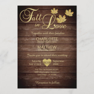 Convite Rustic Barnwood Country Cai Dourada NO Casamento A