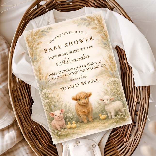 Convite Rustic Barnyard Meadow Baby Shower (Criador carregado)