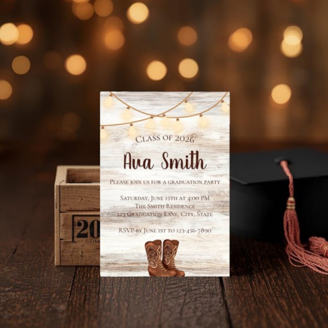 Convite Rustic BBQ Graduation Party Invitation (Criador carregado)