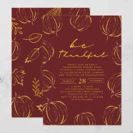 Convite Rustic Be Thankkin Pumpkin Janta de Ação de Graças