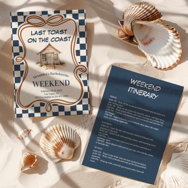 Convite Rustic Beach Hut Coastal Gingham Bachelorette (Criador carregado)
