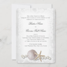 Convite Rustic Beach Lace and Pearl