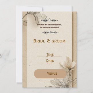 Convite Rustic Bege Floral Convite de Casamento