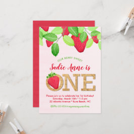 Convite Rustic Berry Sweet Strawberry primeiro aniversario