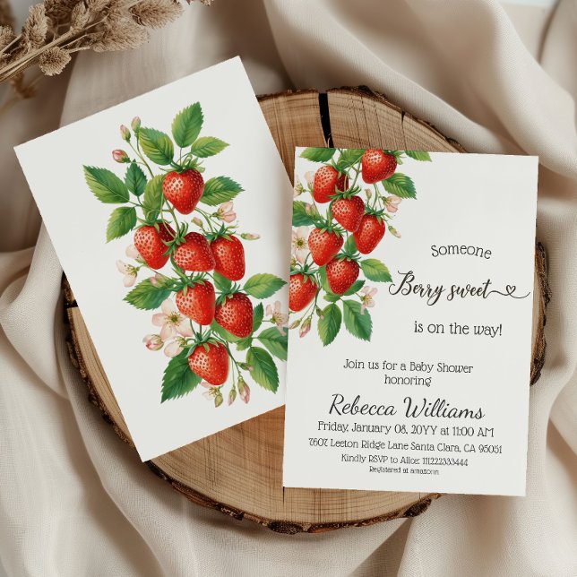 Convite Rustic Berry Sweet Strawberry Red Baby Shower (Criador carregado)