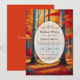 Convite Rustic Birch Tree Fall Wedding