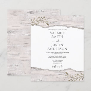 Convite Rustic Birch Wood Wedation