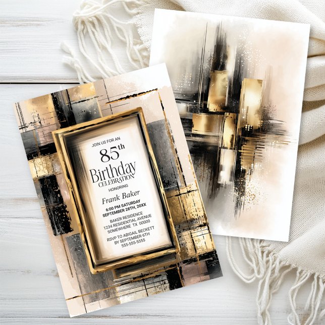 Convite Rustic Black and Gold 85th Birthday Party (Criador carregado)