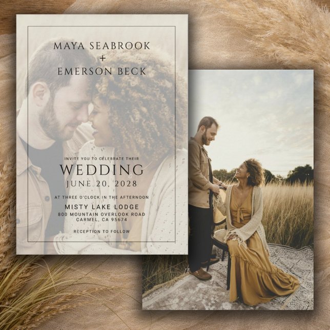 Convite Rustic Black And White Overlay Photo Wedding (Criador carregado)