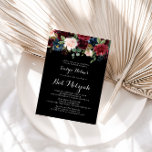 Convite Rustic Black Botanic Bat Mitzvah<br><div class="desc">Este convite de morcego botânico preto russo mitzvah é perfeito para um morcego clássico mitzvah. A design apresenta flores brilhantes,  vermelhas,  marinhos,  azuis e esbranquiçadas radiantes e graciosas pintadas à mão num fundo preto,  inspirando beleza natural.</div>