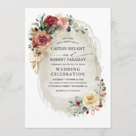 Convite Rustic Bloom Floral Casamento outono