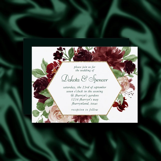 Convite Rustic Blooms | Terracotta e Marsala Red Floral (Criador carregado)