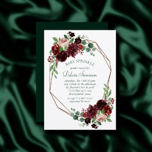 Convite Rustic Blooms Terracotta Marsala Baby Sprinkle