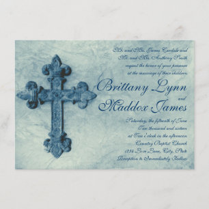 Convite Rustic Blue Cross - Convocações de Casamento com