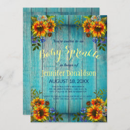 Convite Rustic Blue Sunflower Baby Sprinkle