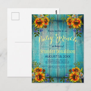 Convite Rustic Blue Sunflower Baby Sprinkle