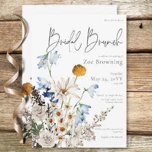 Convite Rustic Blue Wildflower & Daisies Bridal Brunch