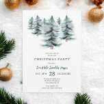 Convite Rustic Blue Winter snowy Pines Christmas<br><div class="desc">Venha e junte-se a nós para uma celebração encantadora na nossa festa anual de negócios corporativos de Natal! Nosso convite apresenta a beleza serena de pinheiros de cor-de-água,  verde e azul pintados manualmente,  pintados com neve levemente. O design é elegantemente simples,  completo com tipografia de scripts sofisticada.</div>