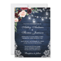 Rustic Blue Wood Jars Burgundy Blue Floral Casamen