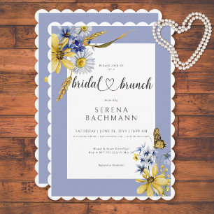 Convite Rustic Blue & Yellow Wildflower Bridal Brunch