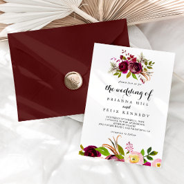 Convite Rustic Blush Burgundy Floral O Casamento De