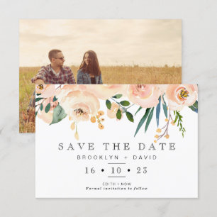 Convite Rustic Blush Floral Weding The Date Card
