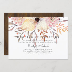 Convite Rustic Blush Pink Floral Sage Budget Casamento Inv