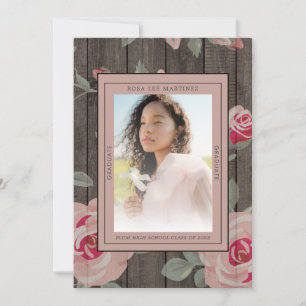 Convite Rustic Blush Three Photo Graduation of 2022