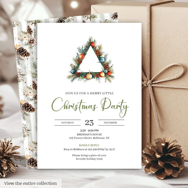 Convite Rustic Bohemian Pine Wreath Holiday Dinner Card (Rustic Bohemian Pine Wreath Holiday Dinner Card)
