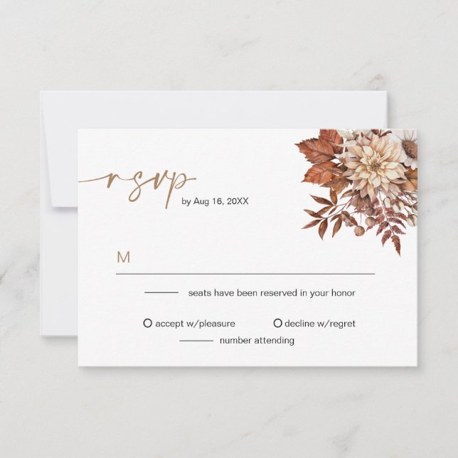 Convite Rustic Bohemian Terracotta Fall Floral RSVP (Frente)