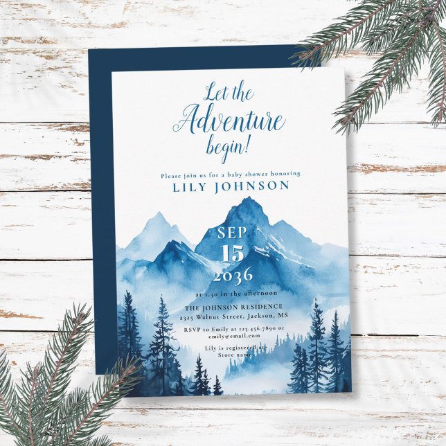 Convite Rustic Boho Adventure inicia Chá de fraldas de mon (Rustic Boho Adventure Begin Mountain Baby Shower Invitation)