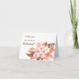 Convite Rustic Boho Blush Pampas Você Será Minha Porta-V