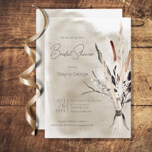 Convite Rustic Boho Buquê Moderno Convidar