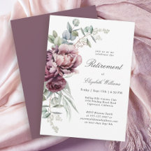 Rustic Boho Burgundy Plum Floral Retirement Party