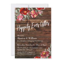 Rustic Boho Burgundy Red Floral Feliz Nunca Depois