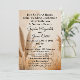 Convite Rustic Boho | Casamento de Pampas Grass Earthy