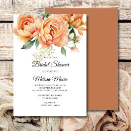 Convite Rustic Boho Coral Peach Flowers Greenery