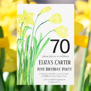 Convite Rustic Boho Daffodil 70 Floral Elegante Aniversári